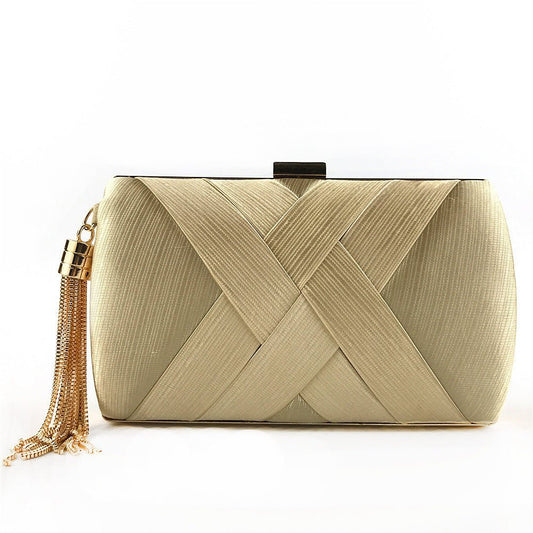 Éclessa Luxury Evening Clutch | Satin tassel handbag for classic and modern elegance 0