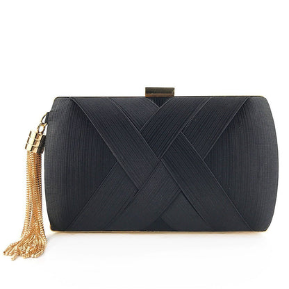 Éclessa Luxury Evening Clutch | Satin tassel handbag for classic and modern elegance 1