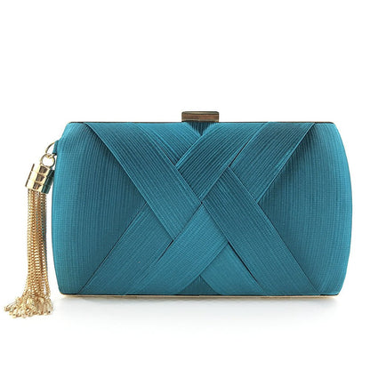 Éclessa Luxury Evening Clutch | Satin tassel handbag for classic and modern elegance 10