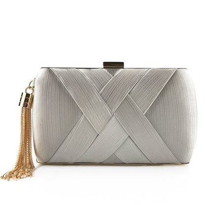 Éclessa Luxury Evening Clutch | Satin tassel handbag for classic and modern elegance 11