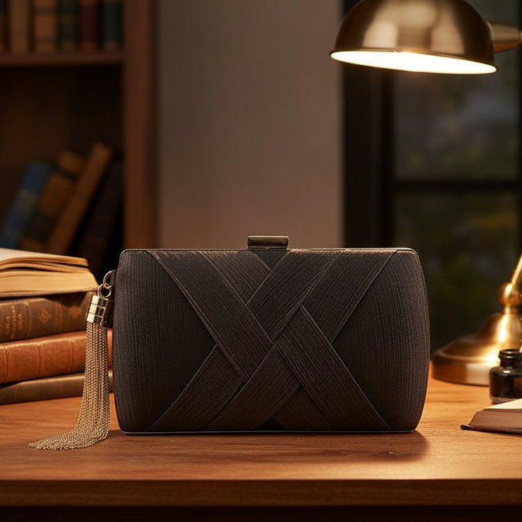 Velantra Luxe Satin Clutch | Elegant evening handbag with tassel for weddings and formal events