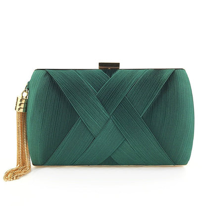 Éclessa Luxury Evening Clutch | Satin tassel handbag for classic and modern elegance 4