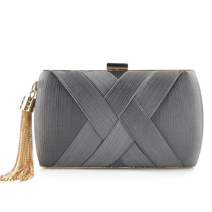 Éclessa Luxury Evening Clutch | Satin tassel handbag for classic and modern elegance 5