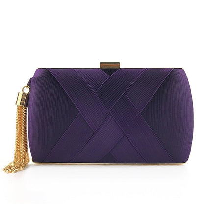 Éclessa Luxury Evening Clutch | Satin tassel handbag for classic and modern elegance 8
