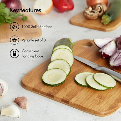 Eco-Friendly Bamboo Cutting Board Set - 3 Versatile Chopping Boards 2