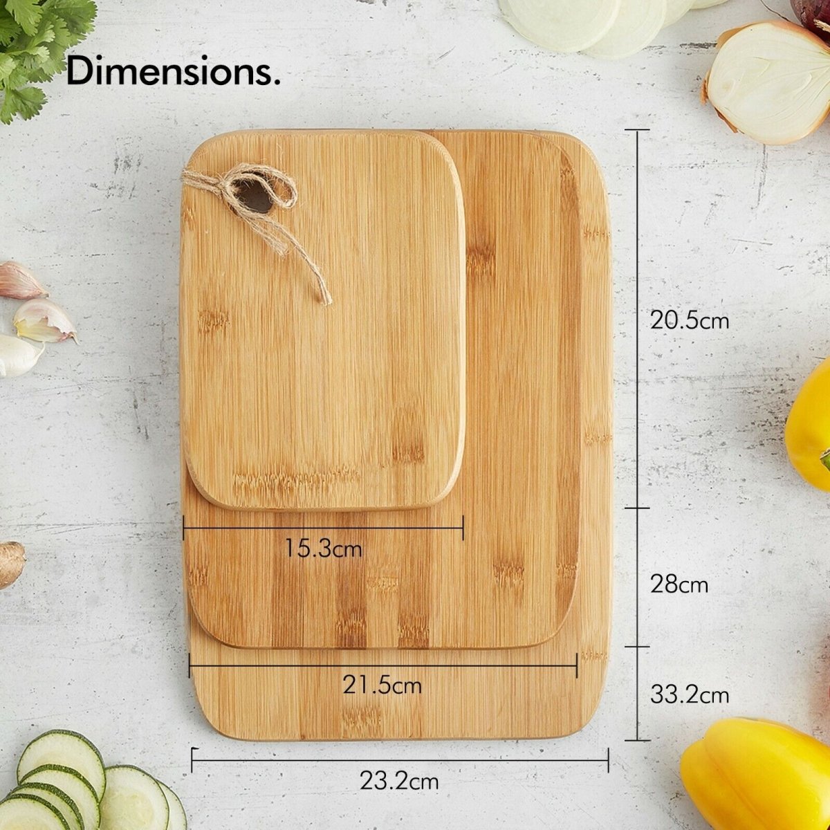Eco-Friendly Bamboo Cutting Board Set - 3 Versatile Chopping Boards 3