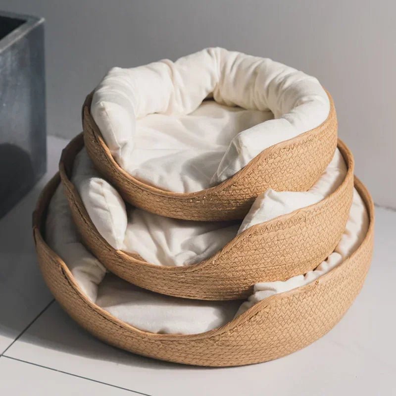 Eco-Friendly Handwoven Cat Bed - Breathable 100% Cotton Design for Indoor Cats 3