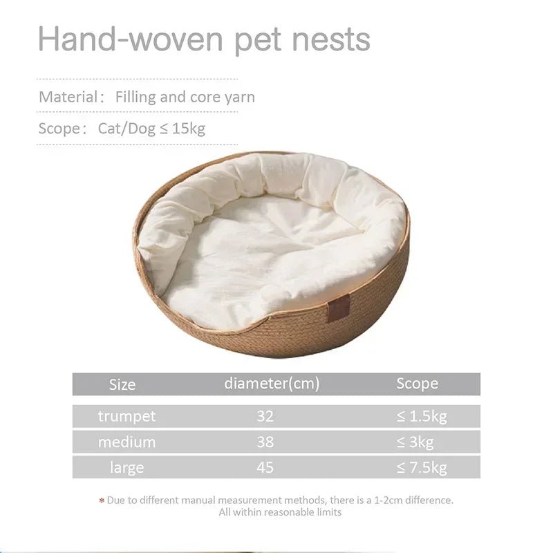 Eco-Friendly Handwoven Cat Bed - Breathable 100% Cotton Design for Indoor Cats 5