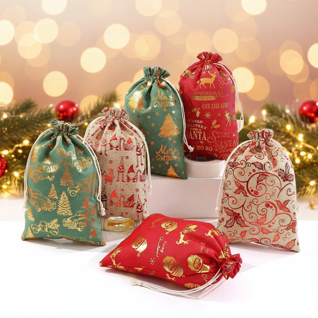 Eco-Friendly Jute Gift Bags - Set of 2 Large Present Bags for Wrap Gifts 0