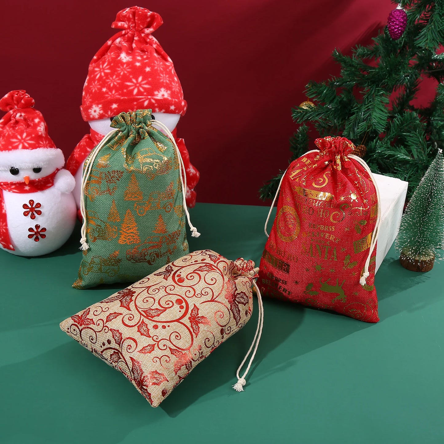 Eco-Friendly Jute Gift Bags - Set of 2 Large Present Bags for Wrap Gifts 5