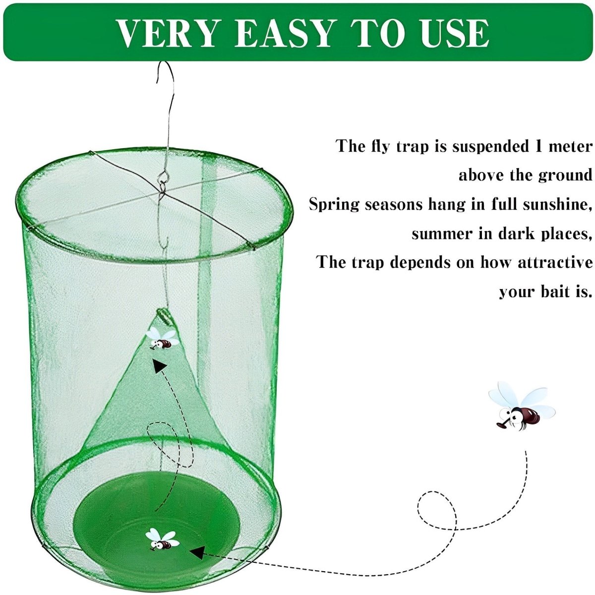 Eco-Friendly Stable Fly Trap - Non-Toxic, Reusable, Quick Setup & Effective Capture 4