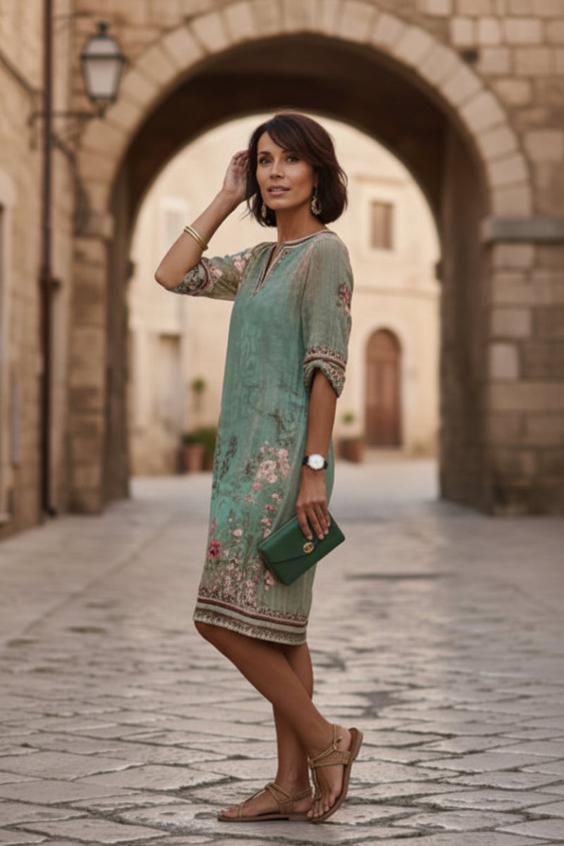 Edda Women's Floral Midi Dress - Lightweight V-Neck Summer Dress for Casual Outings 0