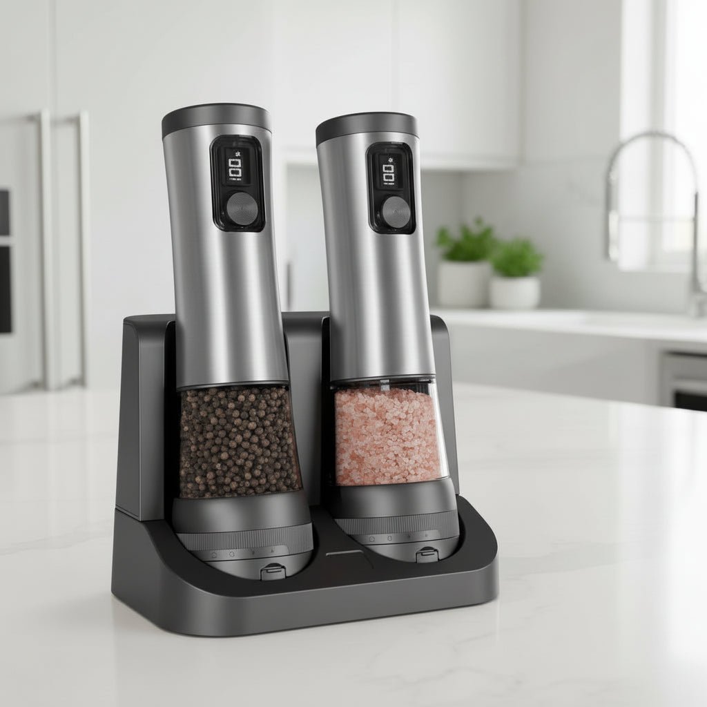 Electric Pepper and Salt Grinder Set - Rechargeable with Adjustable Coarseness 0