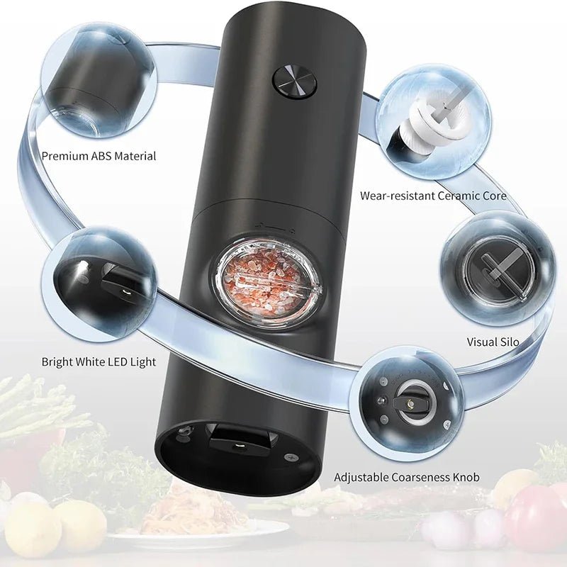 Electric Salt and Pepper Grinder Set - Adjustable Coarseness Ceramic Mill 1