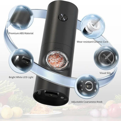 Electric Salt and Pepper Grinder Set - Adjustable Coarseness Ceramic Mill 1
