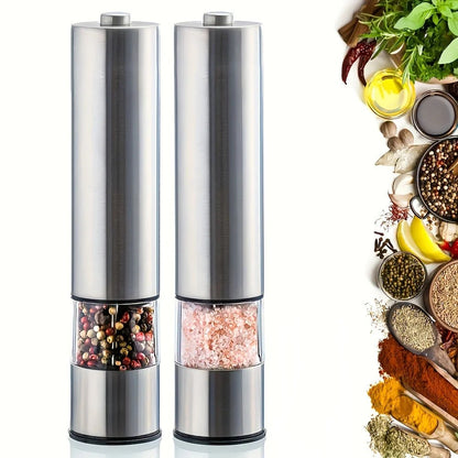 Electric Salt and Pepper Grinder Set - One-Handed Operation with Adjustable Coarseness and Built-in Light 0