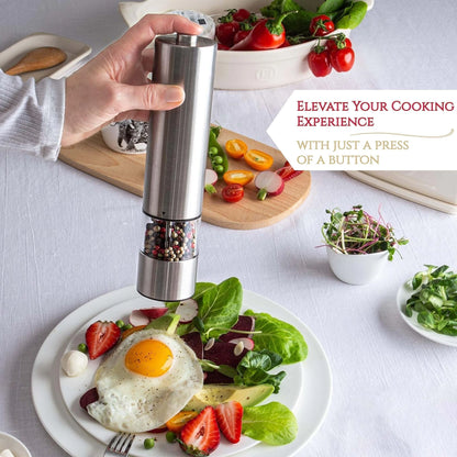 Electric Salt and Pepper Grinder Set - One-Handed Operation with Adjustable Coarseness and Built-in Light 1