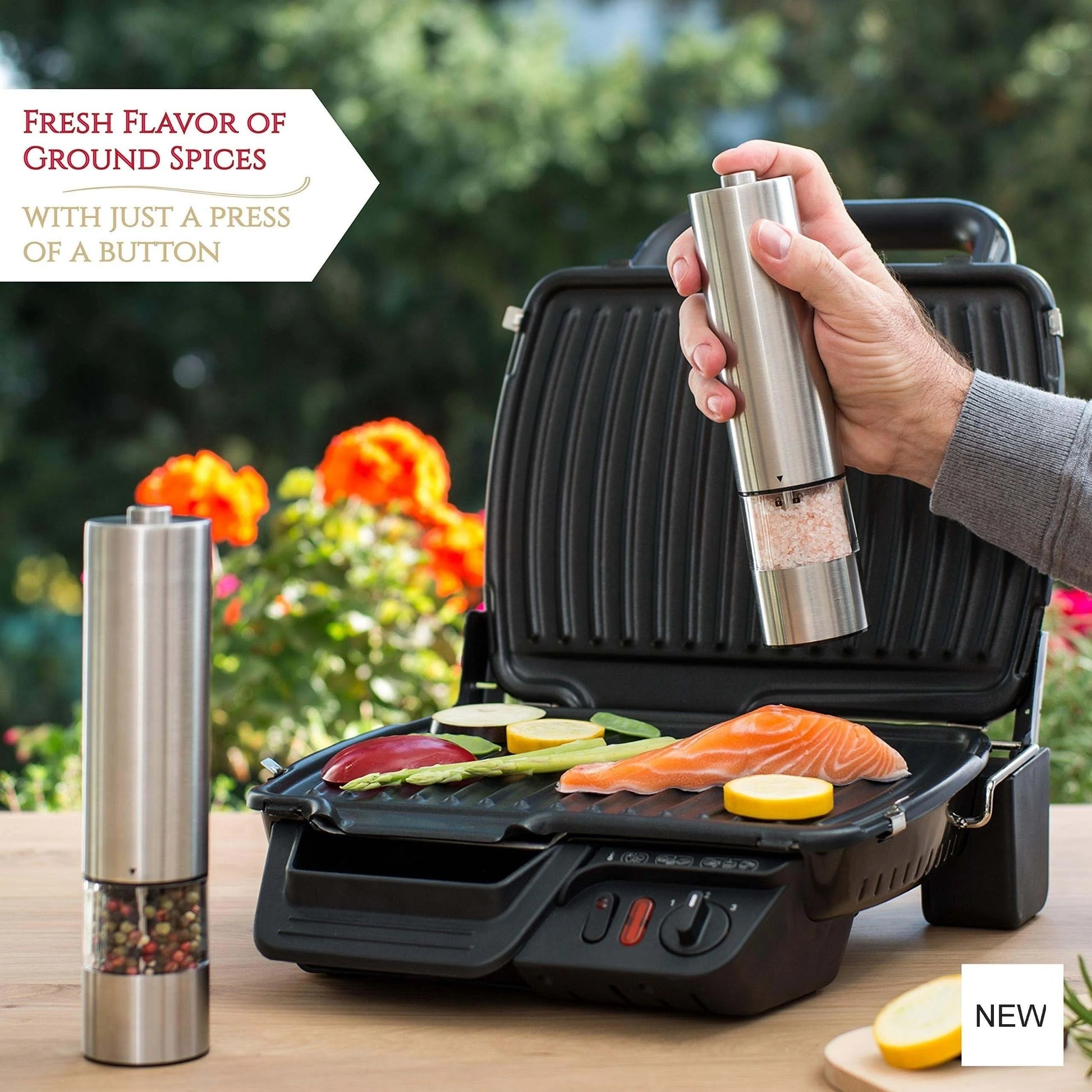 Electric Salt and Pepper Grinder Set - One-Handed Operation with Adjustable Coarseness and Built-in Light 4