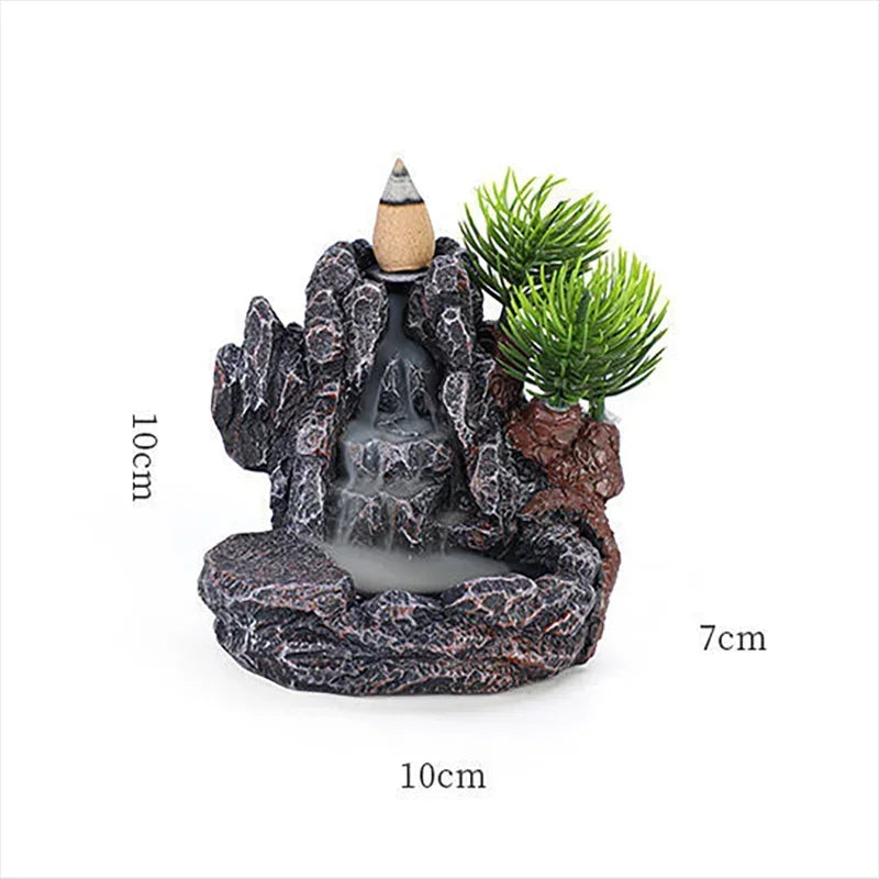 Elegant Backflow Incense Holder - Unique Waterfall Burner with 5 Incense Cones 5