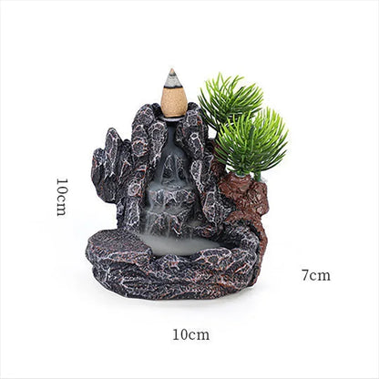 Elegant Backflow Incense Holder - Unique Waterfall Burner with 5 Incense Cones 5