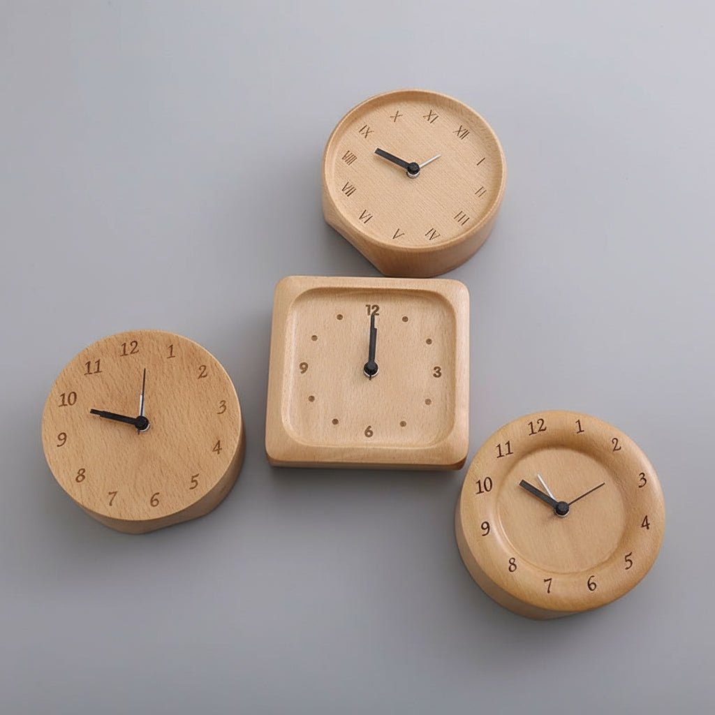 Elegant Beech Wood Alarm Clock - Minimalist Design for Home & Study 0