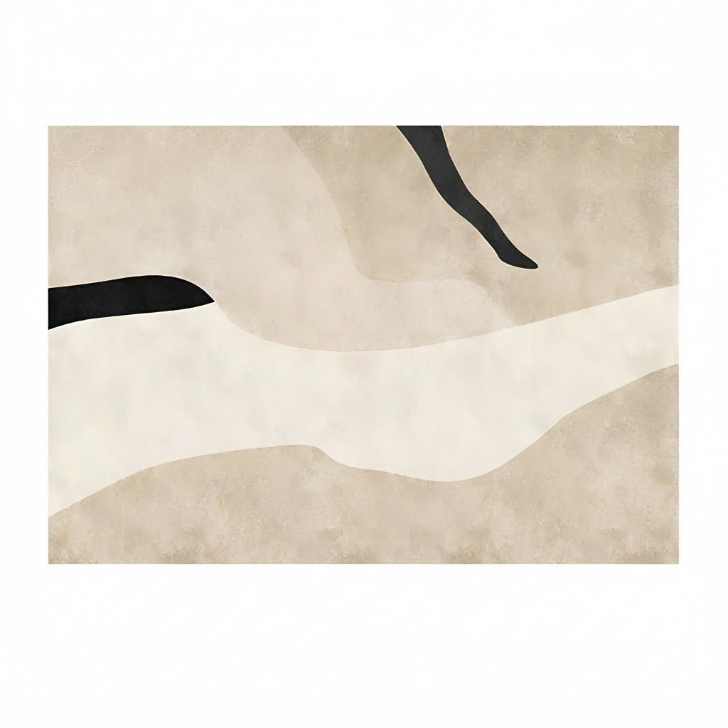 Elegant Beige Washable Rug - Modern Soft Fabric for Living Room & Bedroom 4