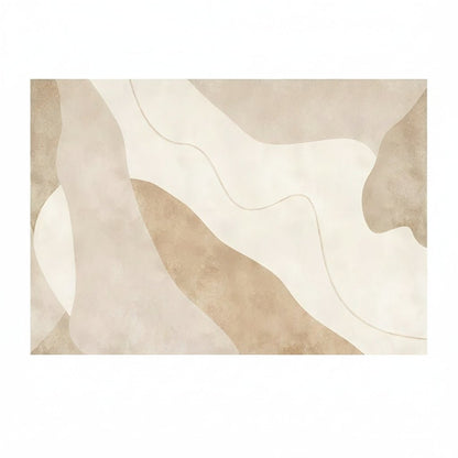 Elegant Beige Washable Rug - Modern Soft Fabric for Living Room & Bedroom 5
