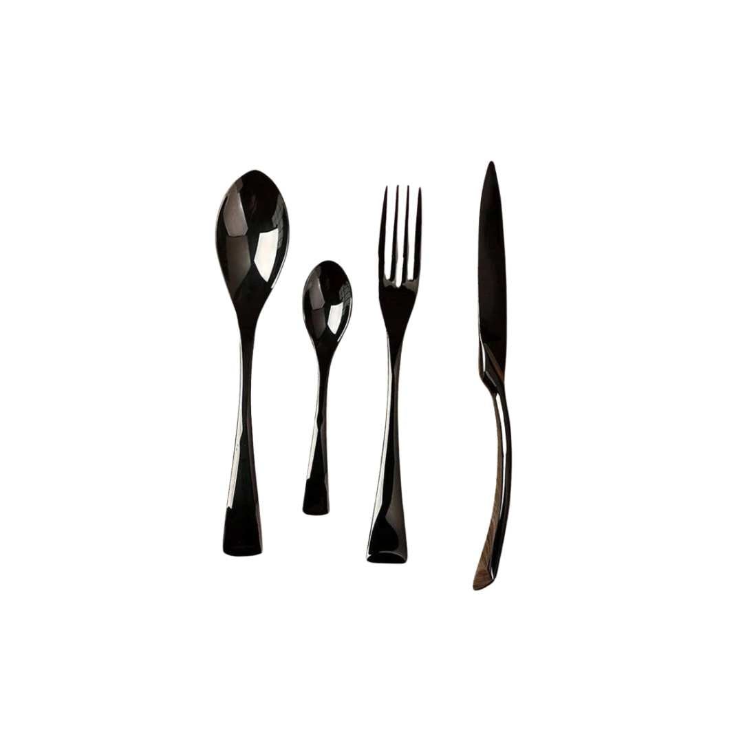 Elegant Black Stainless Steel Cutlery Set - 18/10 Flatware Cutlery, 24-Piece 1