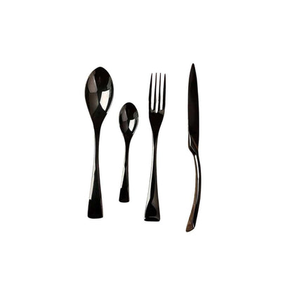 Elegant Black Stainless Steel Cutlery Set - 18/10 Flatware Cutlery, 24-Piece 1