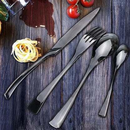 Elegant Black Stainless Steel Cutlery Set - 18/10 Flatware Cutlery, 24-Piece 3