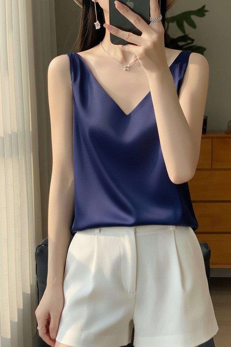 Elegant Blouse - Soft Silk Satin Going Out Top with Feminine Fit 0