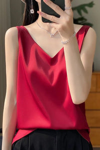 AURÉSIA – Sophisticated Silk Satin Blouse for Women with Feminine Shape