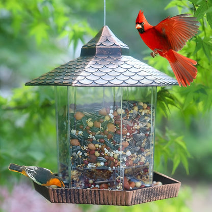 Elegant Copper Look Bird Feeder - Durable Weatherproof Hanging Garden Decor 0