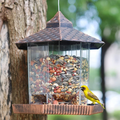 Elegant Copper Look Bird Feeder - Durable Weatherproof Hanging Garden Decor 1