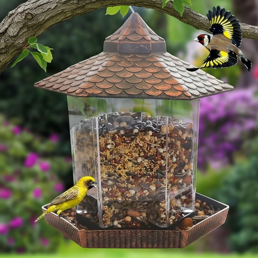 Elegant Copper Look Bird Feeder - Durable Weatherproof Hanging Garden Decor 2