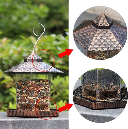 Elegant Copper Look Bird Feeder - Durable Weatherproof Hanging Garden Decor 4