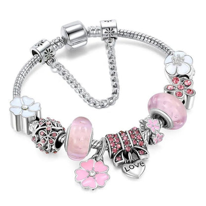 Elegant Floral Charm Bracelet in 925 Sterling Silver for Women - Nature-Inspired Design 5