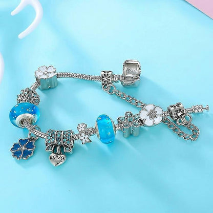 Elegant Floral Charm Bracelet in 925 Sterling Silver for Women - Nature-Inspired Design 6