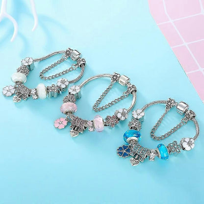 Elegant Floral Charm Bracelet in 925 Sterling Silver for Women - Nature-Inspired Design 7