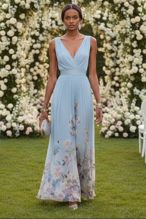 Elegant Floral Chiffon Maxi Dress for Women - Perfect Wedding Guest & Summer Style 0