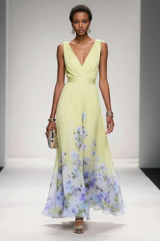 Elegant Floral Chiffon Maxi Dress for Women - Perfect Wedding Guest & Summer Style 2