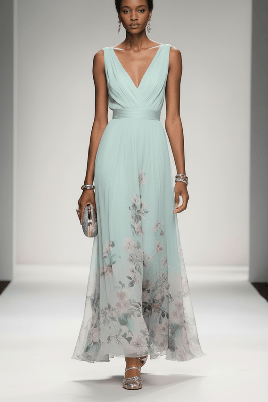 Elegant Floral Chiffon Maxi Dress for Women - Perfect Wedding Guest & Summer Style 3