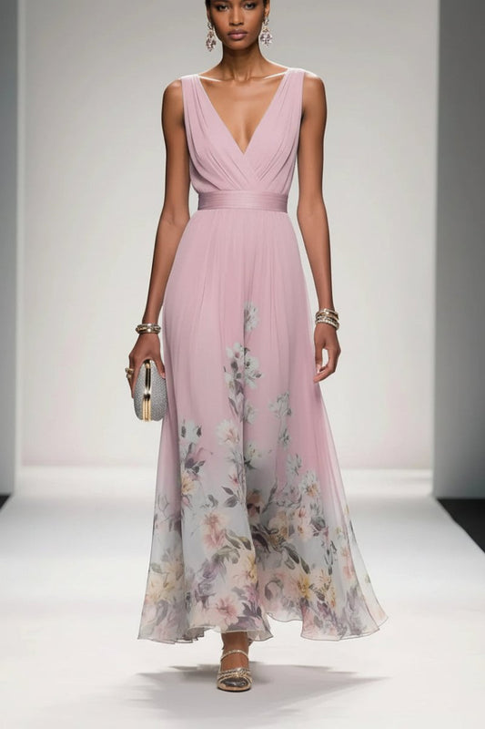 Elegant Floral Chiffon Maxi Dress for Women - Perfect Wedding Guest & Summer Style 4