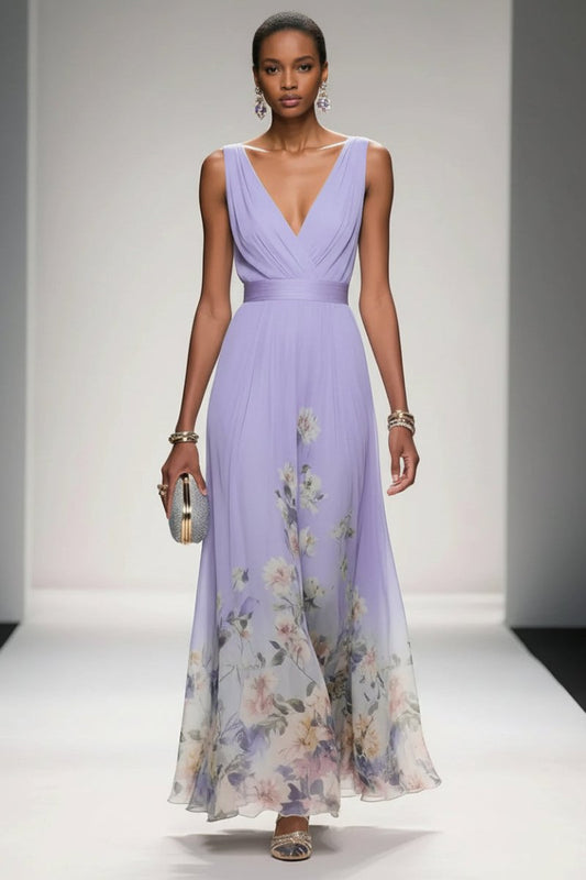 Elegant Floral Chiffon Maxi Dress for Women - Perfect Wedding Guest & Summer Style 5