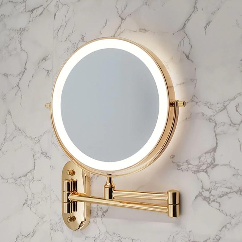Elegant Gold Rechargeable LED Makeup Mirror with 10X Magnification & Touch Control 1