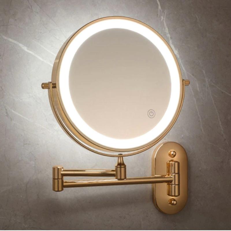 Elegant Gold Rechargeable LED Makeup Mirror with 10X Magnification & Touch Control 2