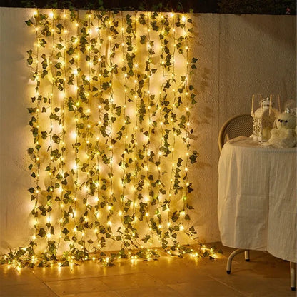 Elegant Green Leaf Fairy Lights - Battery Powered LED String Lights for Home Decor 1