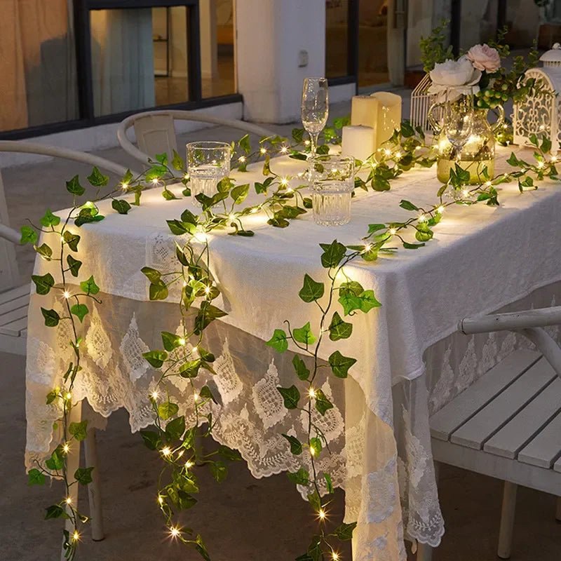 Elegant Green Leaf Fairy Lights - Battery Powered LED String Lights for Home Decor 4