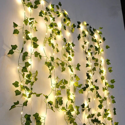 Elegant Green Leaf Fairy Lights - Battery Powered LED String Lights for Home Decor 6