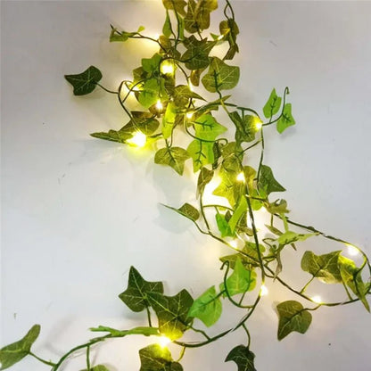 Elegant Green Leaf Fairy Lights - Battery Powered LED String Lights for Home Decor 9